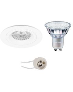 PHILIPS - LED Spot Set - MASTER 927 36D VLE - Pragmi Rodos Pro - GU10 Fitting - DimTone Dimbaar - Inbouw Rond - Mat Wit - 3.7W - Warm Wit 2200K-2700K - Ø93mm