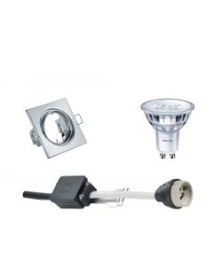 PHILIPS - LED Spot Set - SceneSwitch 827 36D - GU10 Fitting - Dimbaar - Inbouw Vierkant - Glans Chroom - 1.5W-5W - Warm Wit 2200K-2700K - Kantelbaar 80mm