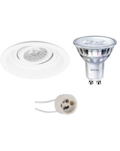 PHILIPS - LED Spot Set - SceneSwitch 827 36D - Pragmi Domy Pro - GU10 Fitting - Dimbaar - Inbouw Rond - Mat Wit - 1.5W-5W - Warm Wit 2200K-2700K - Verdiept - Kantelbaar - Ø105mm