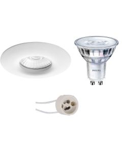 LED Spot Set - Pragmi Luno Pro - Waterdicht IP65 - GU10 Fitting - Inbouw Rond - Mat Wit - Ø82mm - Philips - SceneSwitch 827 36D - 1.5W-5W - Warm Wit 2200K-2700K - Dimbaar