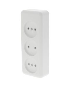 Q-LINK - Wandcontactdoos - Opbouw - 3-voudig Stopcontact - Kinderbeveiliging - Polarwit