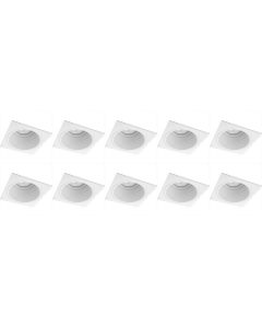 Spot Armatuur 10 Pack - Pragmi Minko Pro - GU10 Fitting - Inbouw Vierkant - Mat Wit - Aluminium - Verdiept - Ø90mm