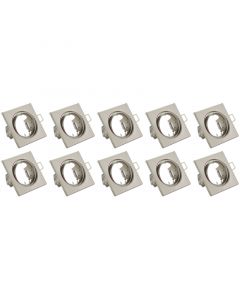 Spot Armatuur 10 Pack - Trion - GU10 Fitting - Inbouw Vierkant - Mat Nikkel Aluminium - Kantelbaar 80mm