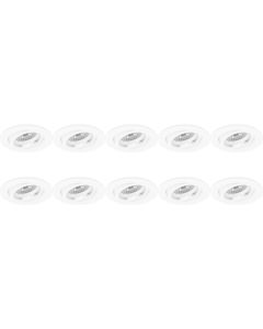 Spot Armatuur 10 Pack - Pragmi Aerony Pro - GU10 Fitting - Inbouw Rond - Mat Wit - Aluminium - Kantelbaar - Ø82mm