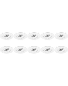 Spot Armatuur 10 Pack - Pragmi Alpin Pro - GU10 Fitting - Inbouw Rond - Mat Wit - Aluminium - Kantelbaar - Ø92mm