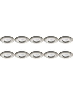 Spot Armatuur 10 Pack - Pragmi Luno Pro - GU10 Fitting - Waterdicht IP65 - Inbouw Rond - Mat Nikkel - Aluminium - Ø82mm