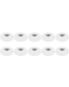 Spot Armatuur 10 Pack - Pragmi Pollon Pro - GU10 Fitting - Inbouw Rond - Mat Wit - Aluminium - Verdiept - Ø82mm