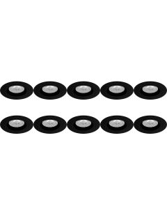 Spot Armatuur 10 Pack - Pragmi Rodos Pro - GU10 Fitting - Inbouw Rond - Mat Zwart - Aluminium - Ø93mm