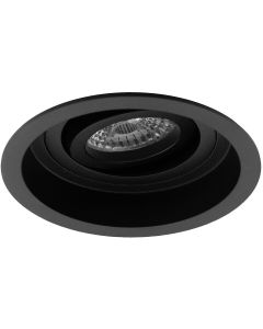 Spot Armatuur GU10 - Pragmi Domy Pro - Inbouw Rond - Mat Zwart - Aluminium - Verdiept - Kantelbaar - Ø105mm