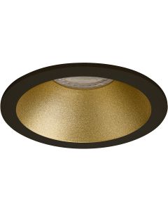 Spot Armatuur GU10 - Pragmi Pollon Pro - Inbouw Rond - Mat Zwart/Goud - Aluminium - Verdiept - Ø82mm