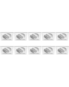 Spot Armatuur 10 Pack - Pragmi Qiundo Pro - GU10 Fitting - Inbouw Vierkant - Mat Wit - Aluminium - Kantelbaar - 80mm