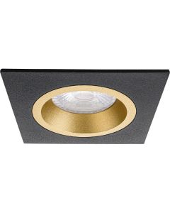 Spot Armatuur GU10 - Pragmi Rodos Pro - Inbouw Vierkant - Mat Zwart/Goud - Aluminium - 93mm