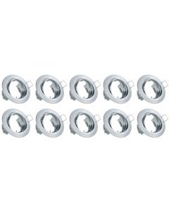 Spot Armatuur 10 Pack - Trion - GU10 Fitting - Inbouw Rond - Glans Chroom Aluminium - Kantelbaar Ø83mm