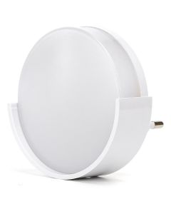 Stekkerlamp Lamp - Stekkerspot met Dag en Nacht Sensor - Aigi Sipas - 1W - Helder/Koud Wit 6500K - Rond - Mat Wit - Kunststof