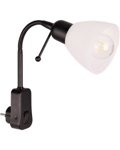 Stopcontact Lamp met Schakelaar - Trion Likapa - Rond - Mat Zwart - Metaal - E14 - Stekkerlamp - Stekkerspot  1