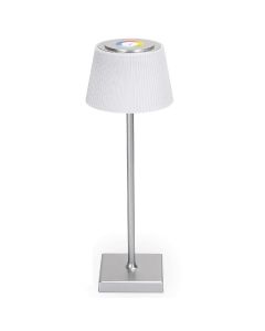 Tafellamp op Oplaadbare Batterijen - Draadloos Bureaulamp - Dimbaar - RGB+CCT - Touch Bediening - USB - Zilver