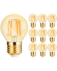 Voordeelpak 10x LED Lamp E27 Kogel Filament - Brinton - Amber 4W 360lm - 822 Zeer Warm Wit 2200K - G45 | Vervangt 32W