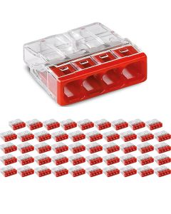 WAGO - Lasklem - 4 Polig - 0.5-2.5mm2 - Rood - 50 Stuks