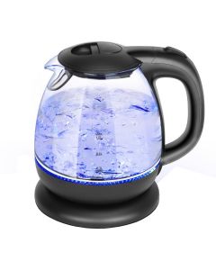 Waterkoker - Aigi Elfino - LED Verlichting - 1 Liter - 2200 Watt - RVS/Glas - Zwart