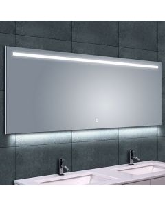 LED Badkamerspiegel - Trion Aluna - Rechthoek - IP44 - Touch Schakelaar - 18W - Aanpasbare Kleur - Spiegelglas 1