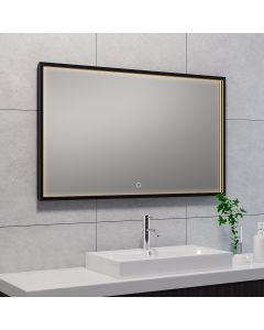 Wiesbaden Avi Spiegel Met LED - Dimbaar - Spiegelverwarming - Rechthoek - 100x60cm - Mat Zwart