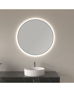 Wiesbaden Novi Spiegel Met LED - Rond - Dimbaar - 80cm - - Mat Zwart