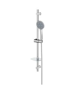 Thermostatische Regendoucheset - Leoni Rimbo - 22cm - Vierkante Hoofddouche - Staafhanddouche - RVS - Mat Zwart