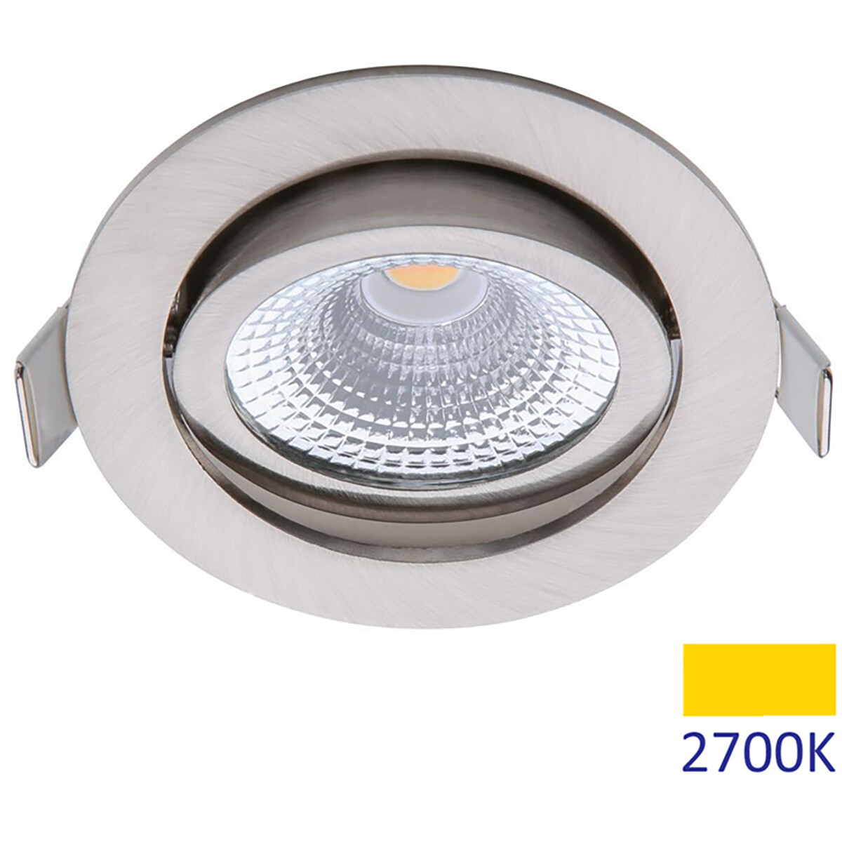 EcoDim - LED Spot - Inbouwspot - ED-10030 - 5W - Waterdicht IP54 - Dimbaar - Warm Wit 2700K - Mat Nikkel - Aluminium - Rond - Kantelbaar