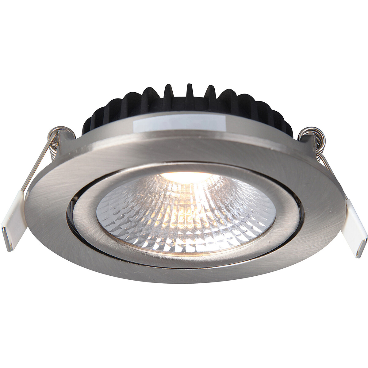 EcoDim - LED Spot - Inbouwspot - ED-10030 - 5W - Waterdicht IP54 - Dimbaar - Warm Wit 2700K - Mat Nikkel - Aluminium - Rond - Kantelbaar