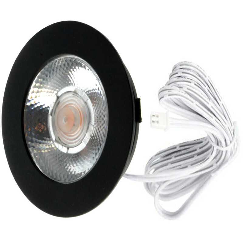 EcoDim - LED Spot Keukenverlichting - ED-10046 - 3W - Warm Wit 2700K - Dimbaar - Waterdicht IP54 - Onderbouwspot - Meubelspot - Inbouwspot - Rond - Mat Zwart