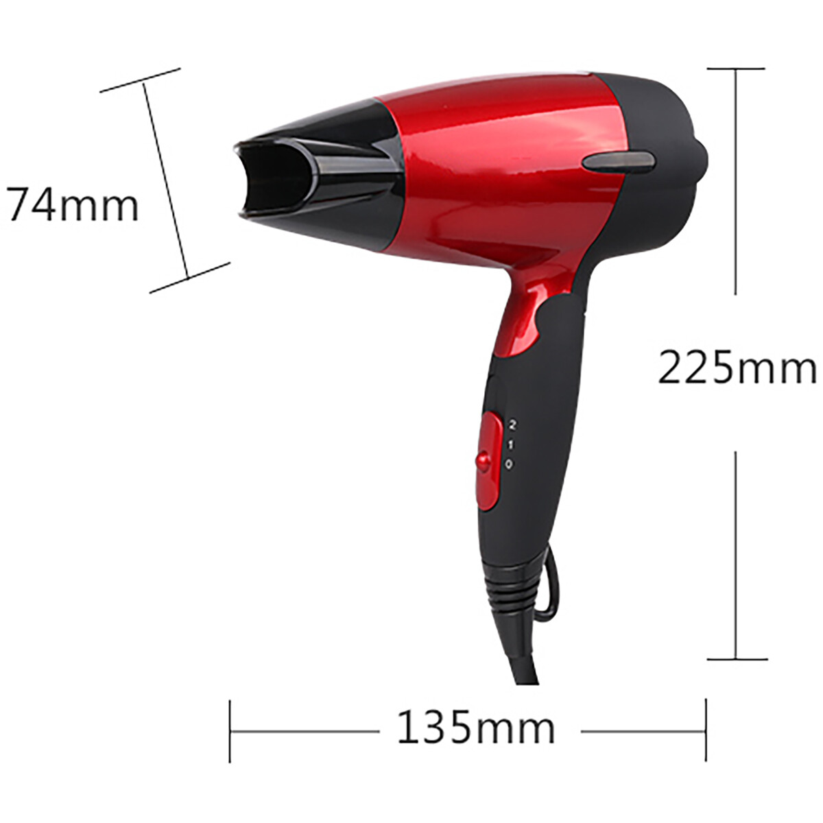 Föhn - Aigi Lirindo - Travel/Reishaardroger - Inklapbaar Handvat - 1400 Watt - Zwart/Rood