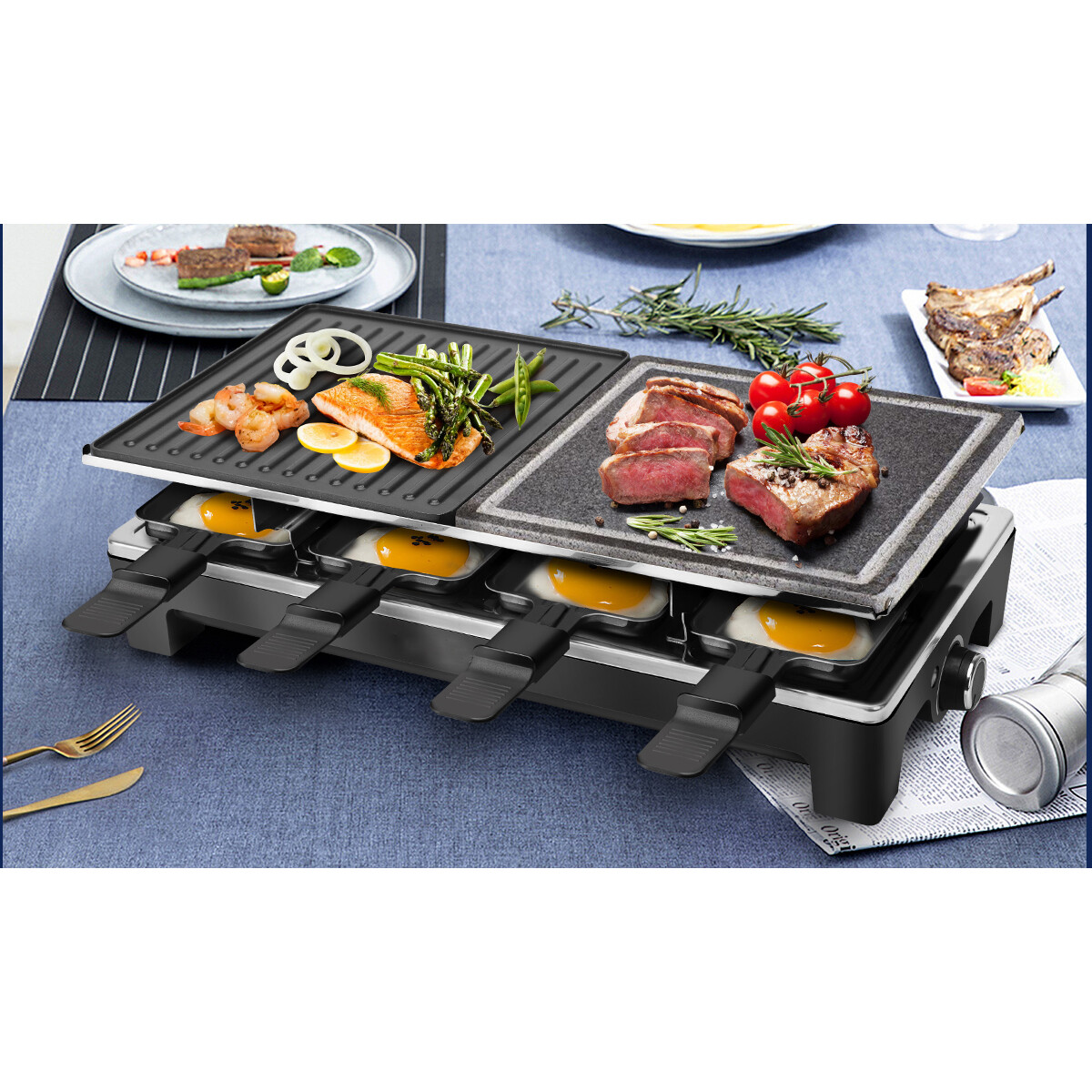 Gourmetstel - Aigi Rely - Steengrill - 1500 Watt - Zwart