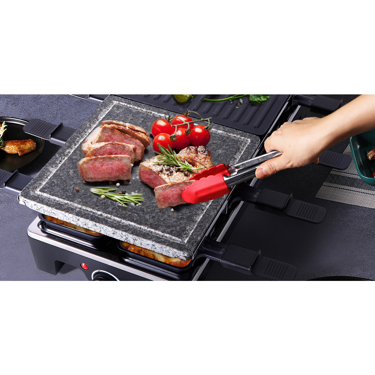 Gourmetstel - Aigi Rely - Steengrill - 1500 Watt - Zwart