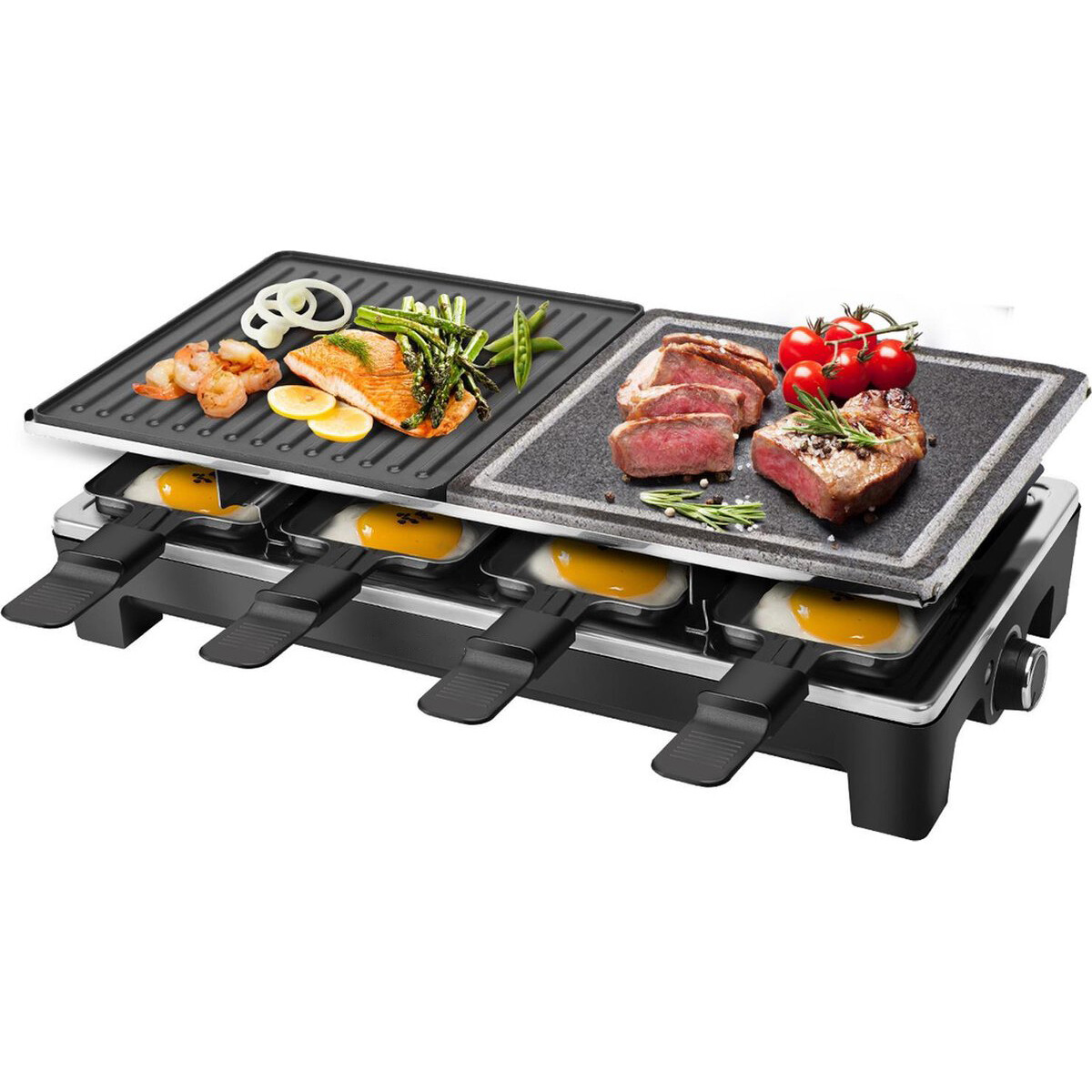 Gourmetstel Aigi Rely Steengrill 1500 Watt Zwart