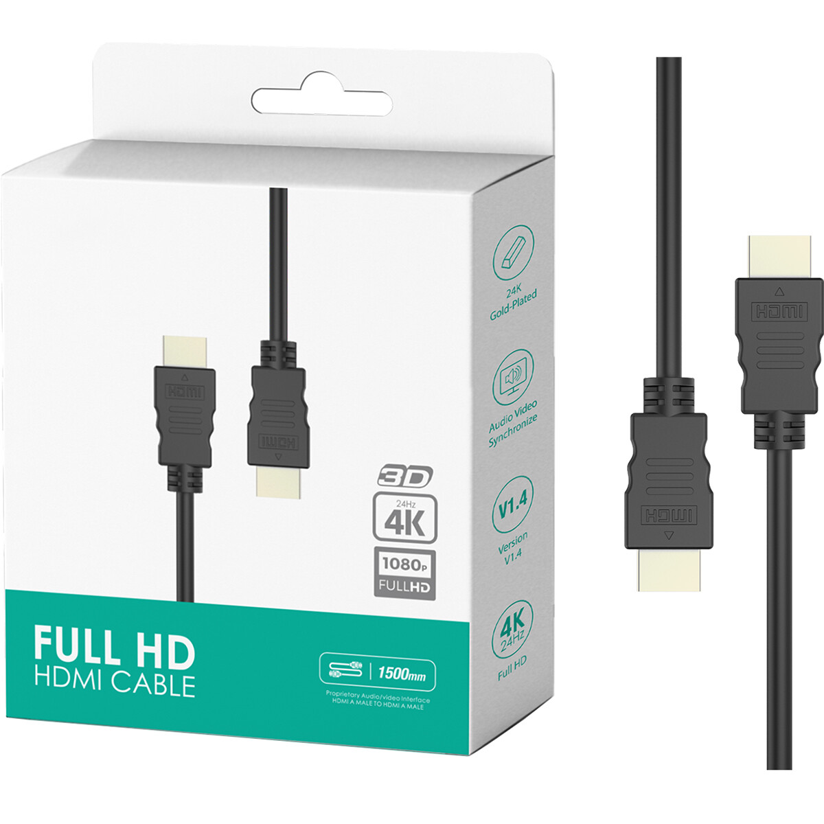 HDMI Kabel  - Aigi Mixo - Versie 1.4 - 1.5 Meter - HDMI naar HDMI - 4K 30Hz - 3D 1080P FULL HD - 10.2 GBPS - High Speed Cable - Zwart