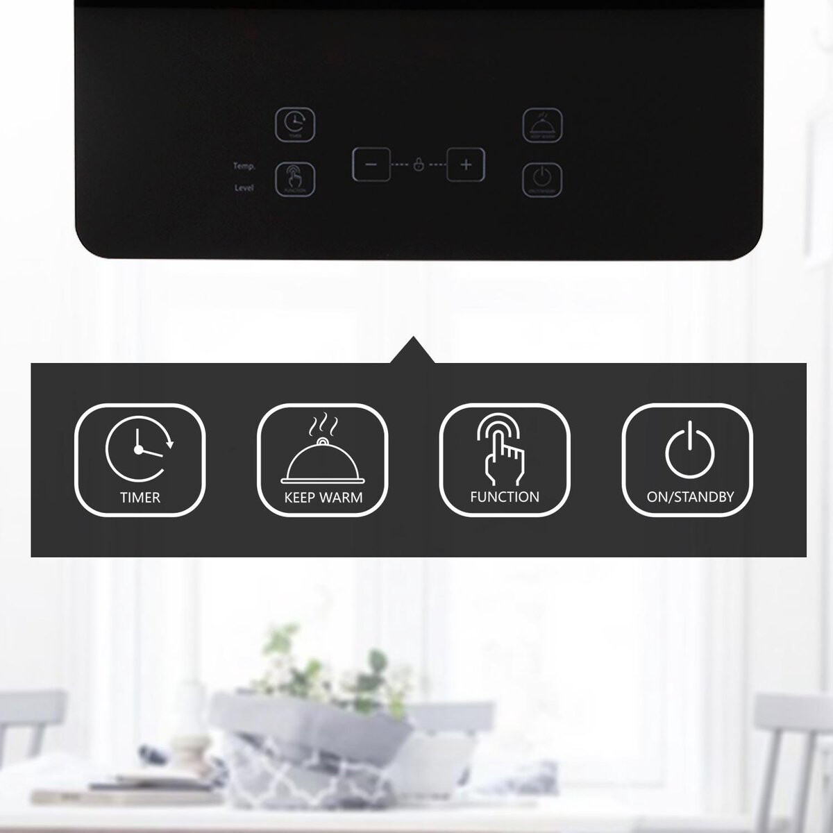 Inductie Kookplaat - Aigi Blony - 2000 Watt - Touch Control - LED Display - Zwart