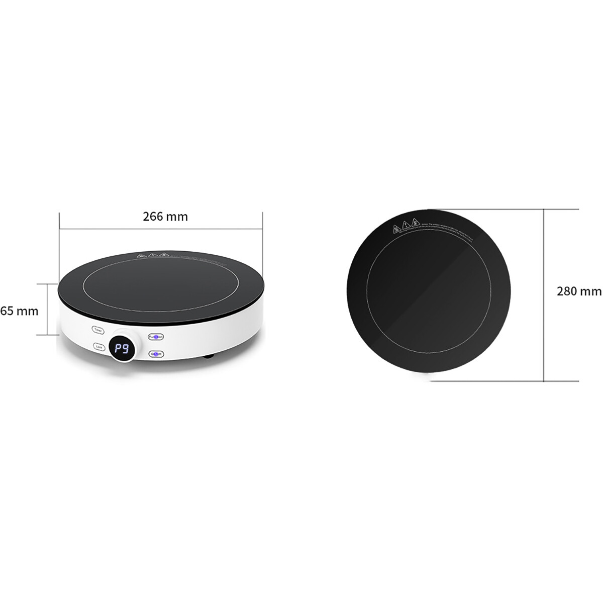 Inductie Kookplaat - Aigi Coky - 2000 Watt - Touch Control - LED Display - Zwart/Wit