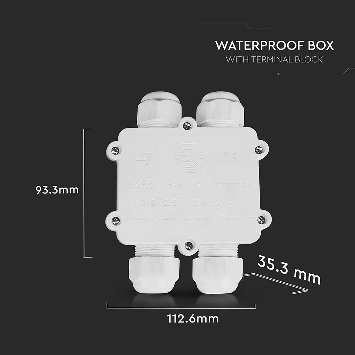 Kabelverbinder - Viron Thermy - Rechte 4-voudig Connector - Waterdicht IP68 - Mat Wit