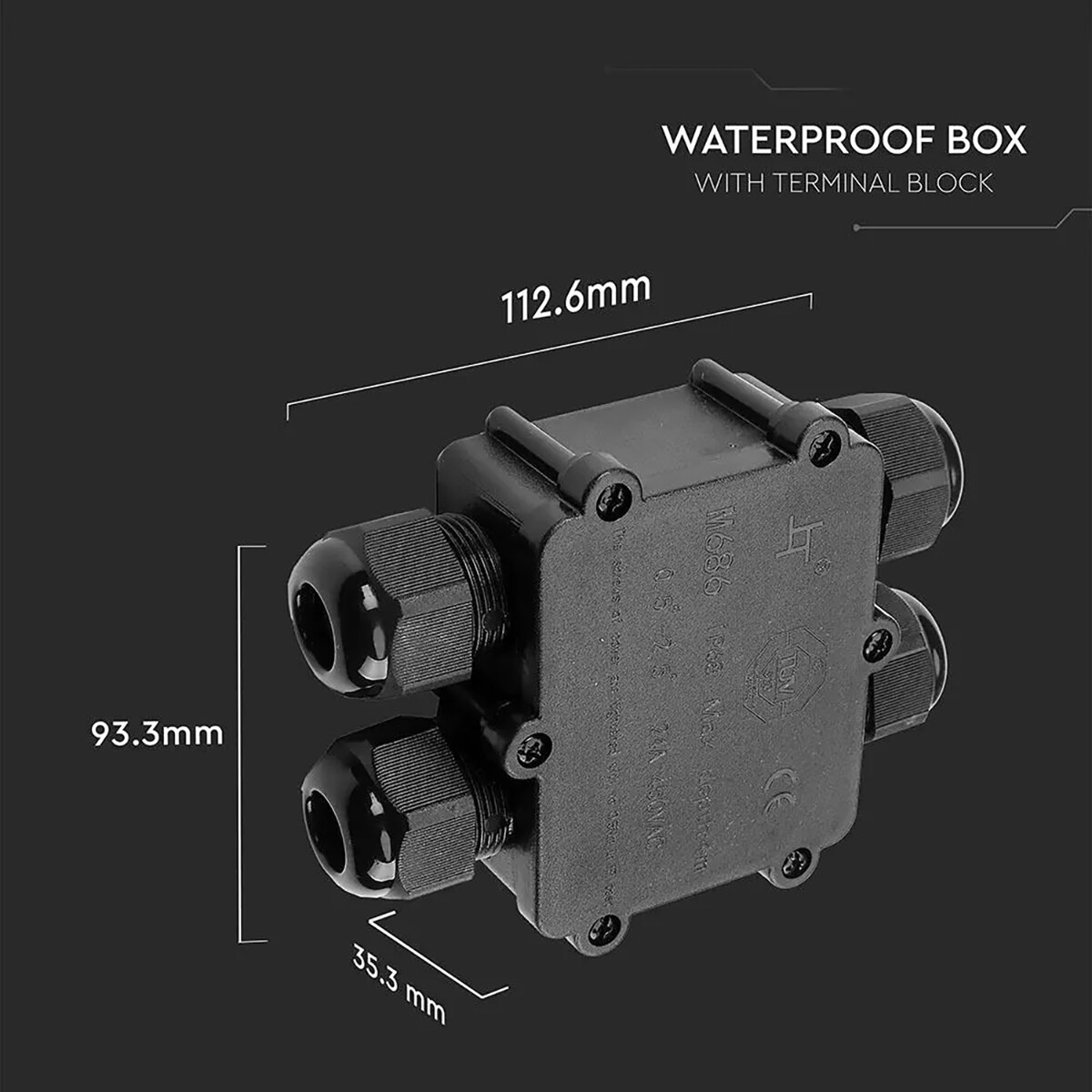 Kabelverbinder - Viron Thermy - Rechte 4-voudig Connector - Waterdicht IP68 - Mat Zwart