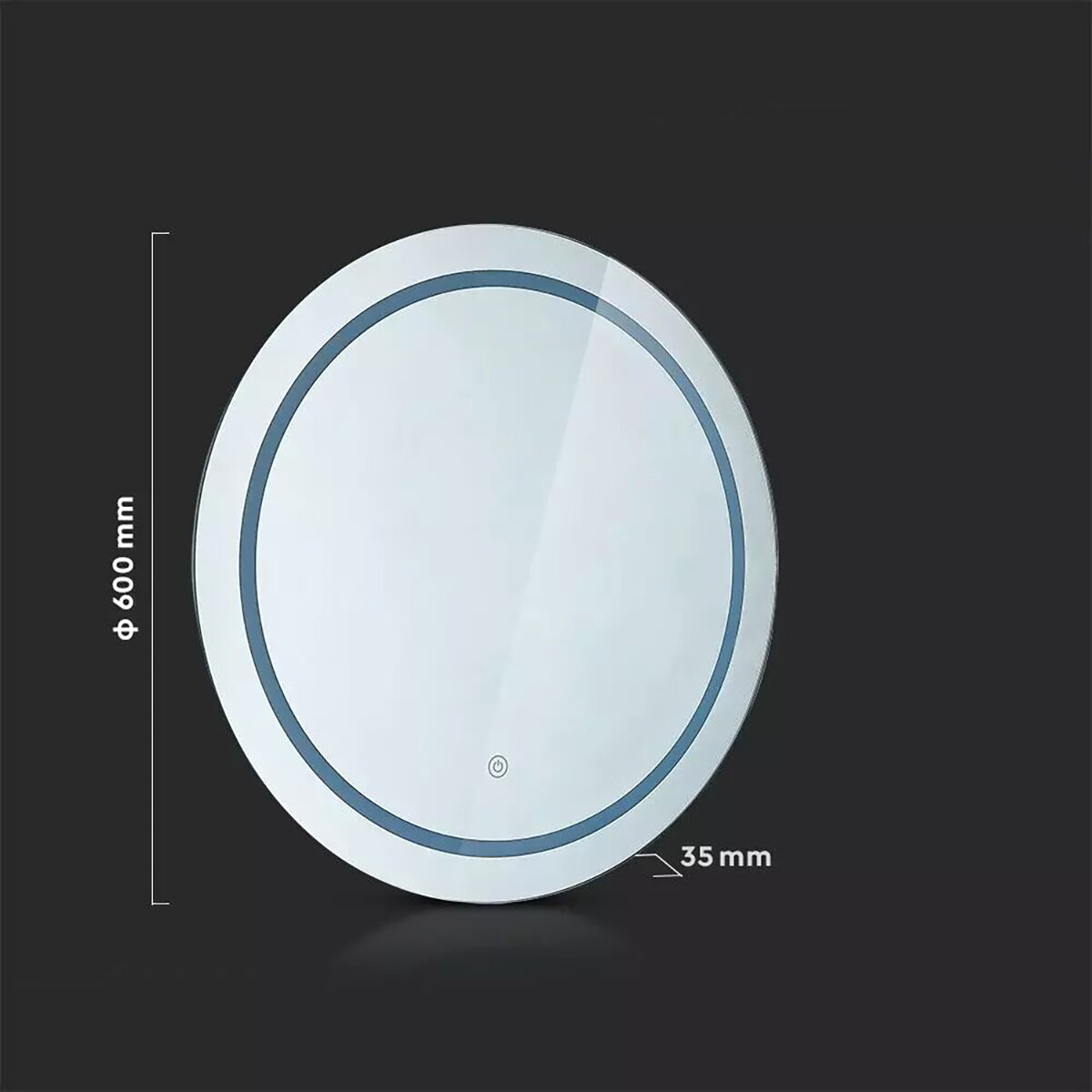 LED Badkamerspiegel - Viron Mirron - Ø60cm - Rond - Anti Condens - Touch Schakelaar - Aanpasbare Kleur CCT