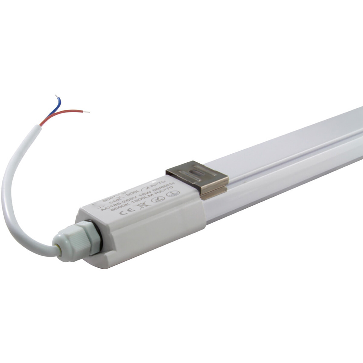 LED TL Armatuur - LED Balk - Prixa Blin - 18W - Waterdicht IP65 - Helder/Koud Wit 6500K - Kunststof - 60cm