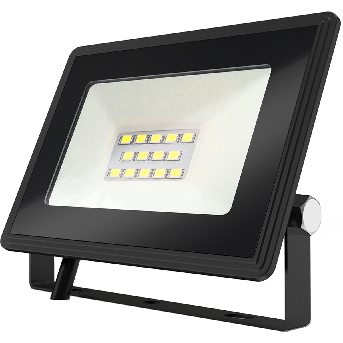 LED Bouwlamp 10 Watt LED Schijnwerper Aigi Iglo Helder-Koud Wit 6400K Waterdicht IP65 Mat Zwart Alum