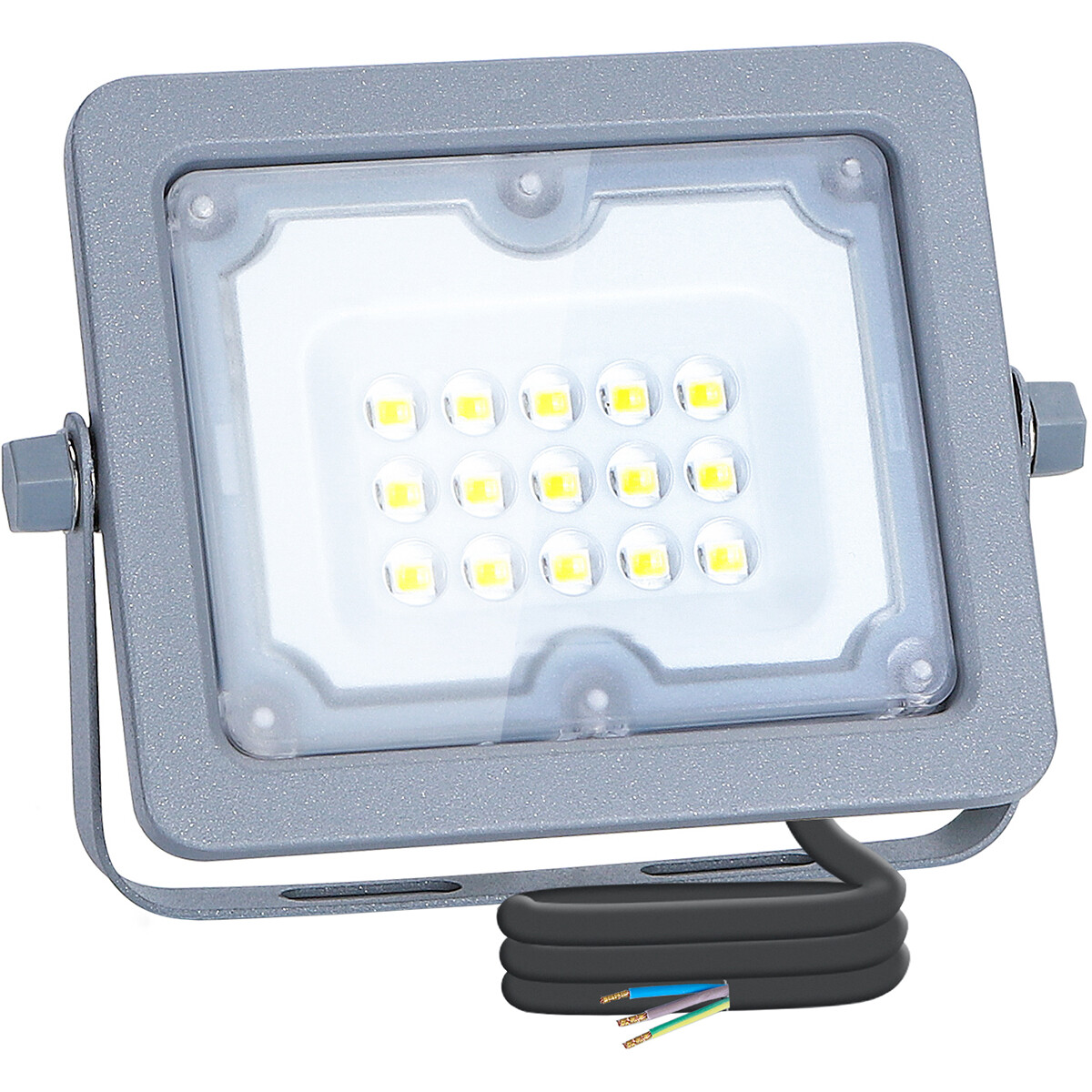 LED Bouwlamp - Aigi Zuino - 10 Watt - Helder/Koud Wit 6500K - Waterdicht IP65 - Kantelbaar - Mat Grijs - Aluminium