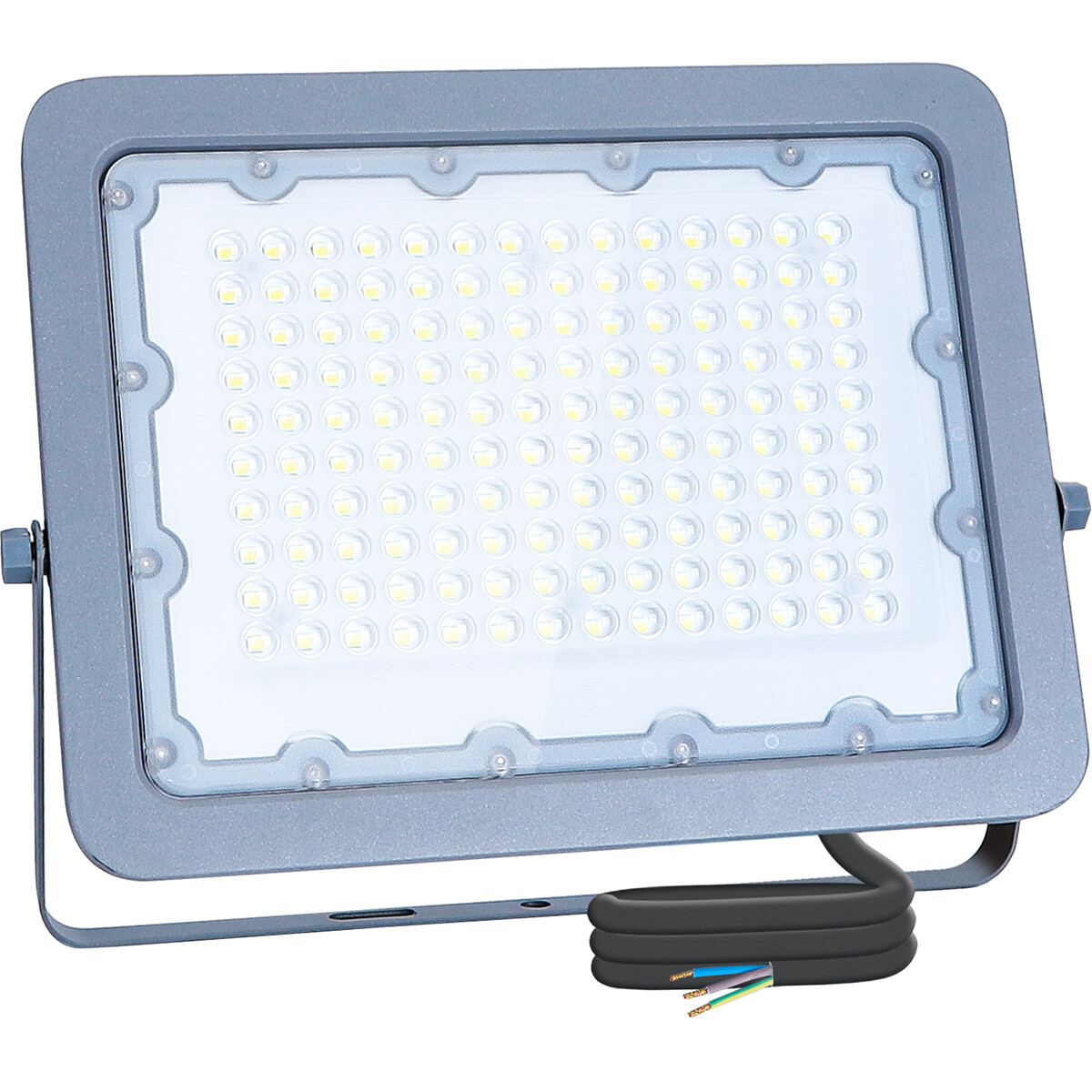 LED Bouwlamp - Aigi Zuino - 100 Watt - Helder/Koud Wit 6500K - Waterdicht IP65 - Kantelbaar - Mat Grijs - Aluminium