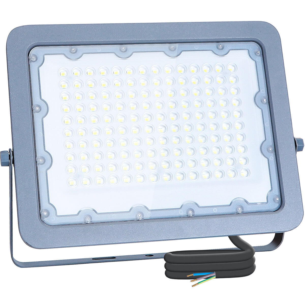 LED Bouwlamp - Aigi Zuino - 100 Watt - Natuurlijk Wit 4000K - Waterdicht IP65 - Kantelbaar - Mat Grijs - Aluminium