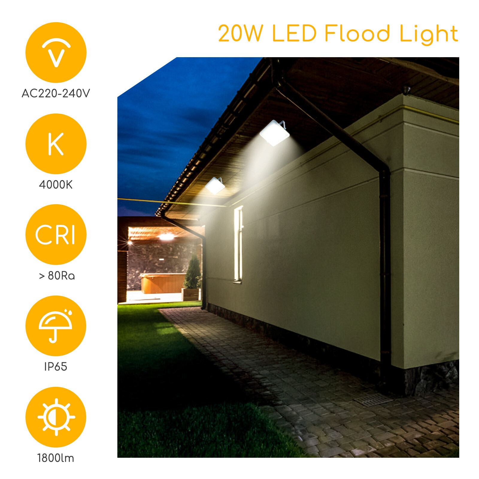 LED Bouwlamp - Aigi Zuino - 20 Watt - Natuurlijk Wit 4000K - Waterdicht IP65 - Kantelbaar - Mat Grijs - Aluminium