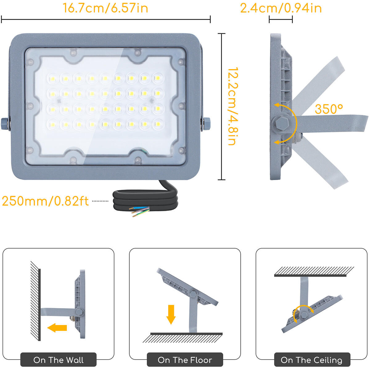 LED Bouwlamp - Aigi Zuino - 30 Watt - Helder/Koud Wit 6500K - Waterdicht IP65 - Kantelbaar - Mat Grijs - Aluminium