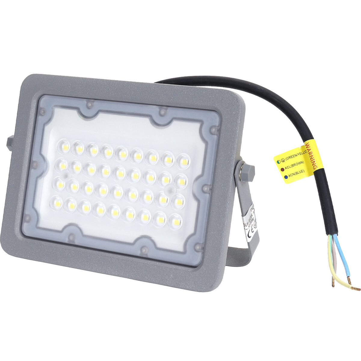 LED Bouwlamp - Aigi Zuino - 30 Watt - Helder/Koud Wit 6500K - Waterdicht IP65 - Kantelbaar - Mat Grijs - Aluminium product afbeelding