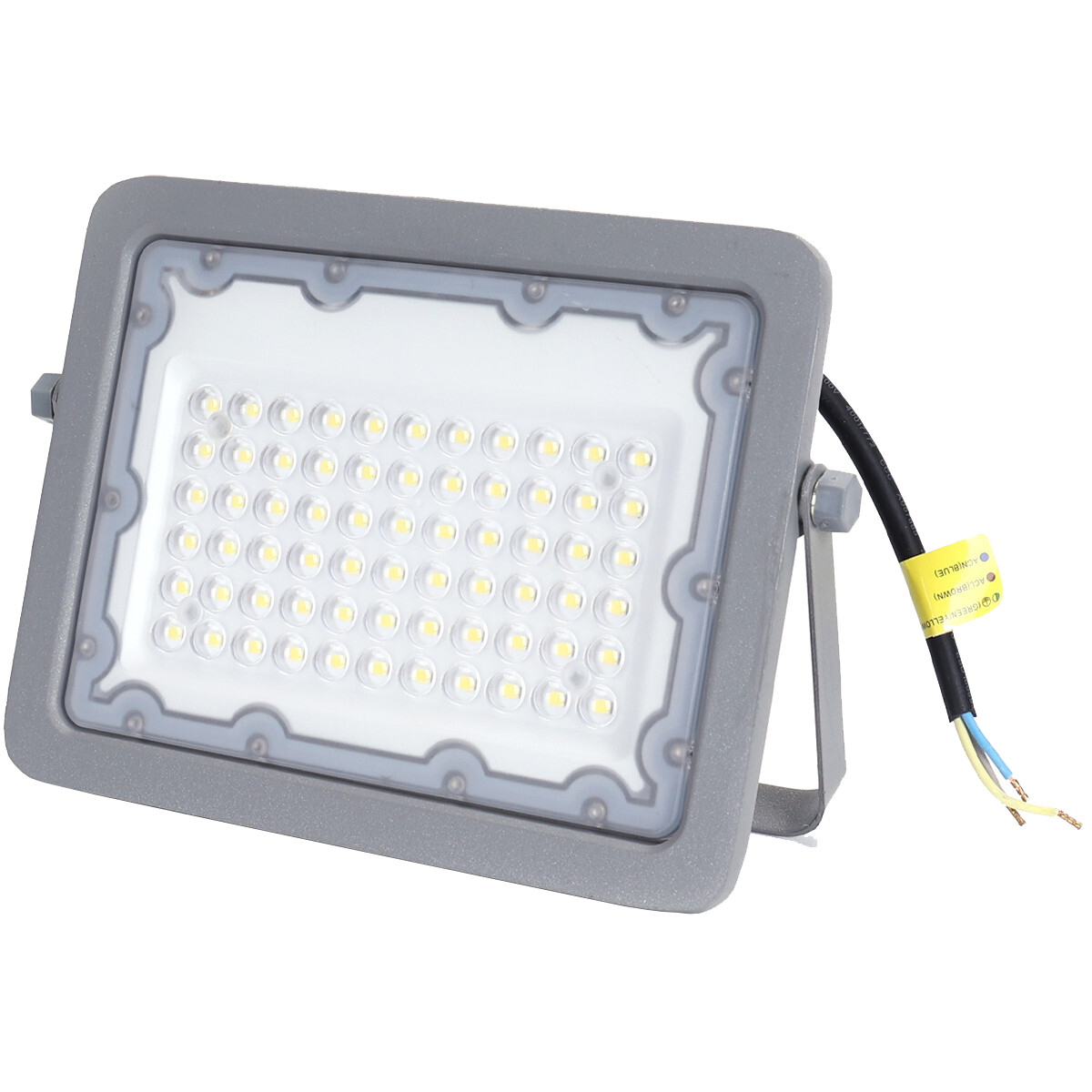 LED Bouwlamp - Aigi Zuino - 50 Watt - Helder/Koud Wit 6500K - Waterdicht IP65 - Kantelbaar - Mat Grijs - Aluminium product afbeelding