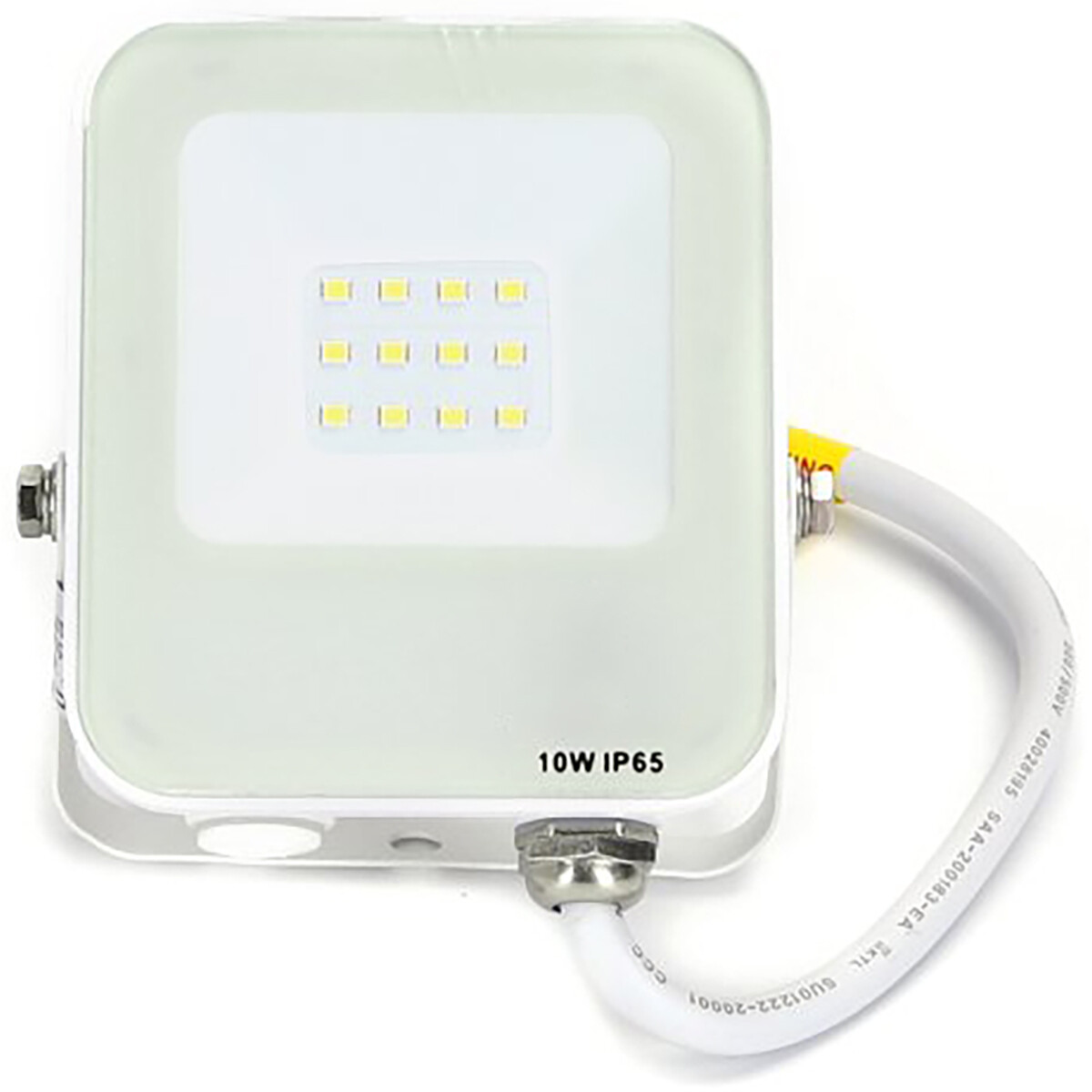 LED Bouwlamp - LED Schijnwerper - Aigi Rekan - 10 Watt - Helder/Koud Wit 6500K - Waterdicht IP65 - Rechthoek - Mat Wit - Aluminium